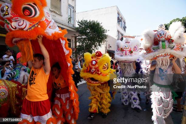Chinese new year celebrations marking the Chinese Lunar New Year, the Year of the Pig, at the Liberdade district in Sao Paulo, Brazil, on February...