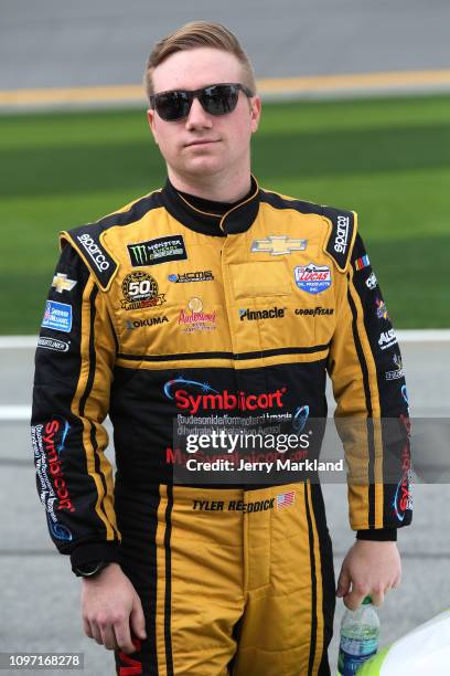 Tyler Reddick, driver of the Symbicort CShevrolet,Stands on the grid during qualifying for the Monster Energy NASCAR Cup Series 61st Annual Daytona...