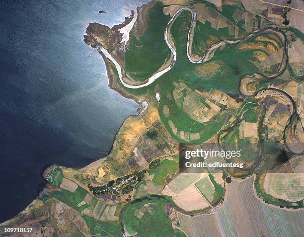 satellite view of coastal el salvador - el salvador aerial stock pictures, royalty-free photos & images