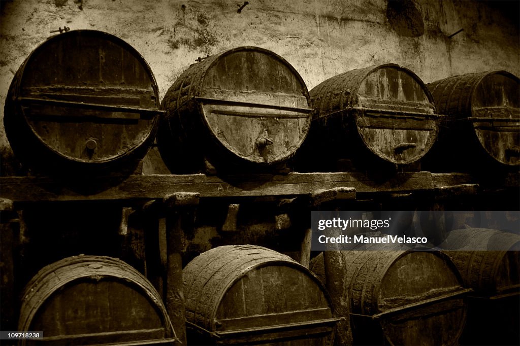 Sherry wine barrels