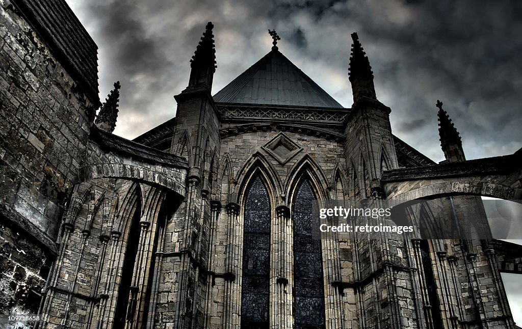 Exterior HDR image of Lincoln Cathedral Chapter House, England