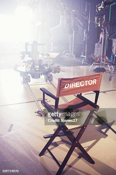 director's chair on movie and television set - film director stock pictures, royalty-free photos & images