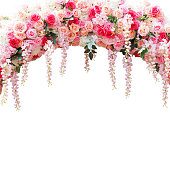 floral arbor for wedding decoration isolated on white