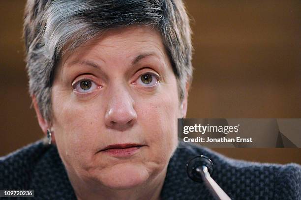 Homeland Security Secretary Janet Napolitano testifies about the FY2012 budget for the Homeland Security Department at a hearing of the Homeland...