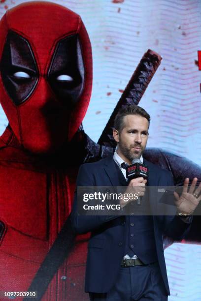 Actor Ryan Reynolds attends the premiere of 'Deadpool 2' at Park Hyatt Hotel on January 20, 2019 in Beijing, China.