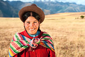 Peruvian woman wearing national clothing, The Sacred Valley, Cuz