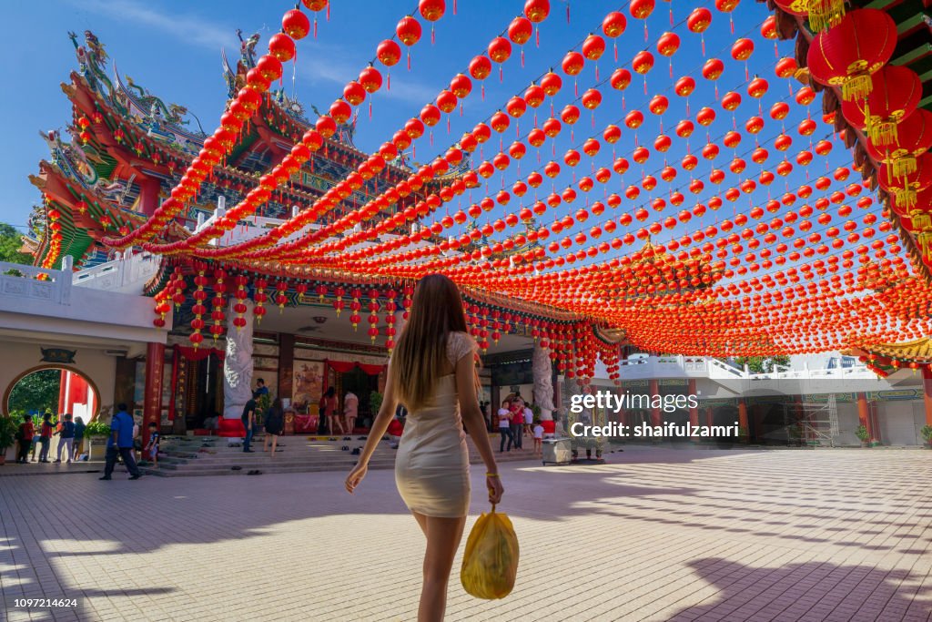 Malaysian praying for prosperity and good hope at Thean Hou Temple during Chinese New Year 2019 celebrations in Kuala Lumpur.