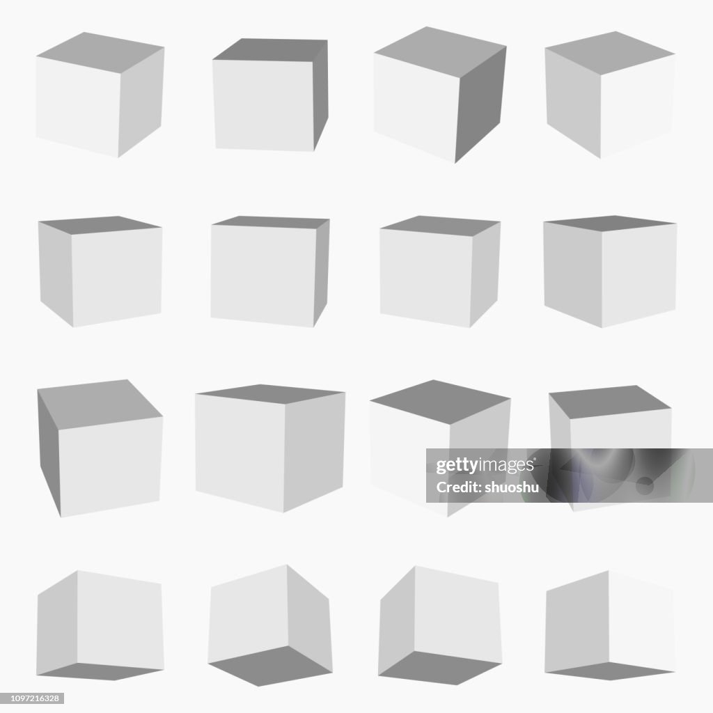 Set of gray cube box pattern