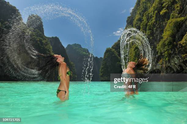 water wheel - girls having fun (xxxl) - phi phi islands stock pictures, royalty-free photos & images