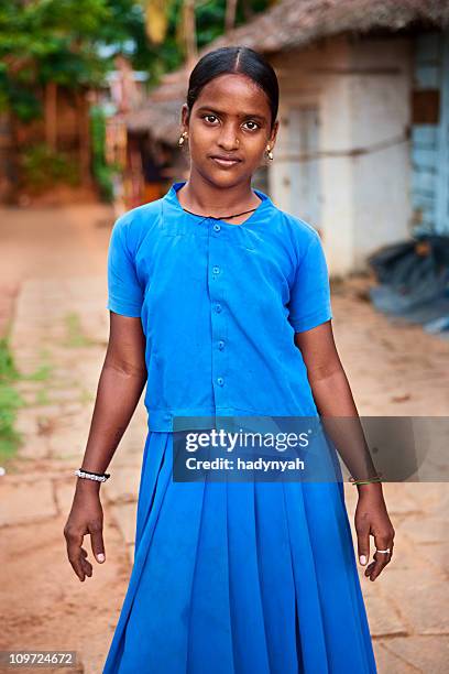 indian girl - girl in blue dress stock pictures, royalty-free photos & images