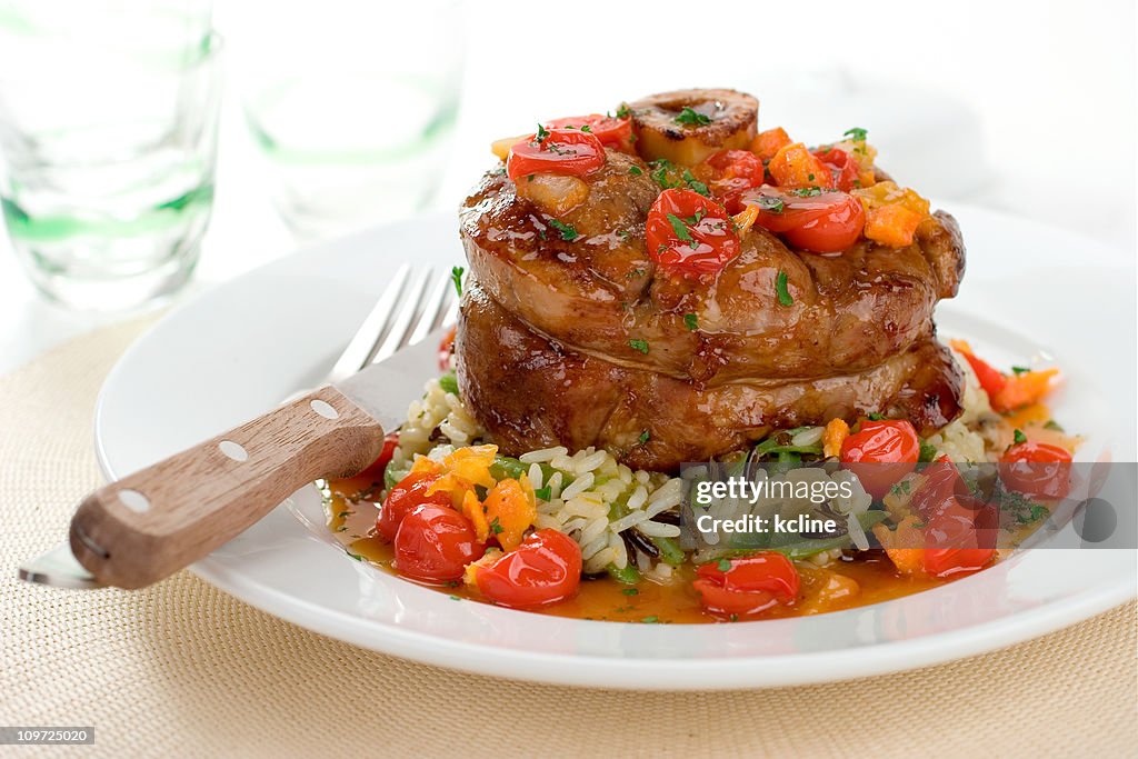 Osso Buco de veau avec riz et légumes