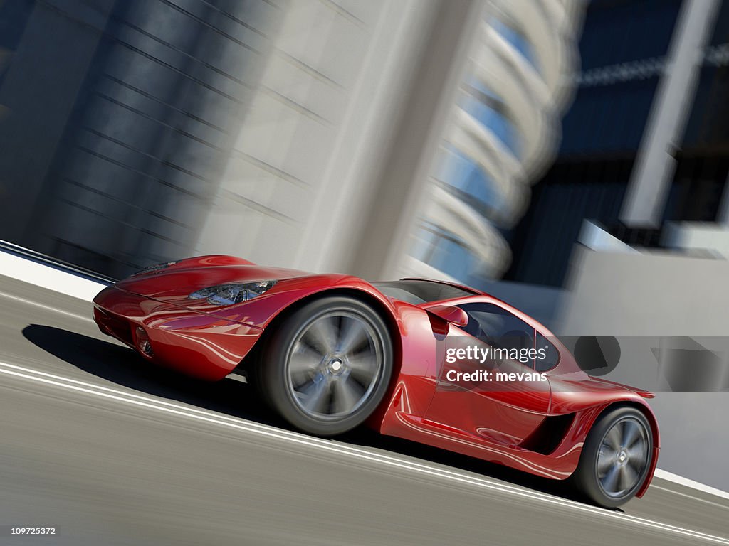 Speeding Sports Car