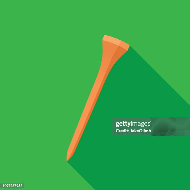 golf tee icon flat - golf tee stock illustrations