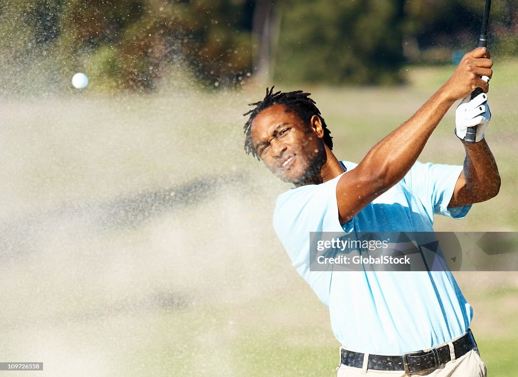 African American golfer during a game of golf