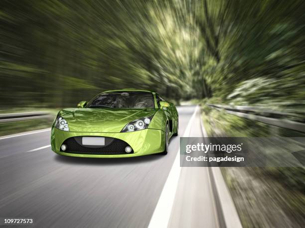 supercar in forest - supercar stockfoto's en -beelden