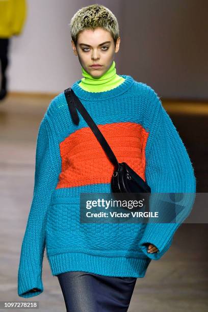 Model walks the runway during the Paul Smith Menswear Fall/Winter 2019-2020 fashion show as part of Paris Fashion Week on January 20, 2019 in Paris,...