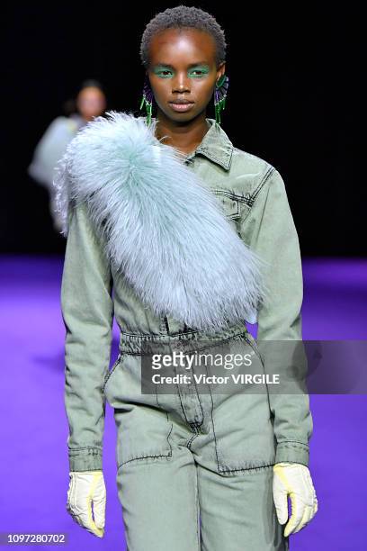 Model walks the runway during the Kenzo Menswear Fall/Winter 2019-2020 show as part of Paris Fashion Week on January 20, 2019 in Paris, France.