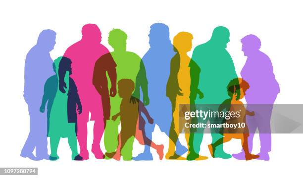 overweight people - silhouette sports crowd stock illustrations