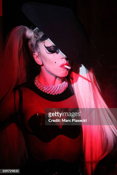 Lady Gaga walks the runway during the Thierry Mugler Ready to Wear Autumn/Winter 2011/2012 show during Paris Fashion Week at Gymnase Japy on March 2,...