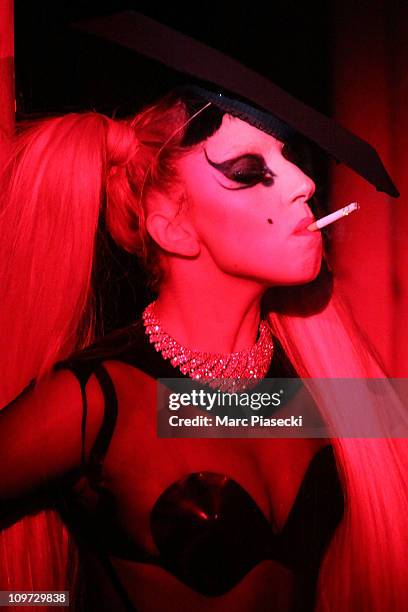 Lady Gaga walks the runway during the Thierry Mugler Ready to Wear Autumn/Winter 2011/2012 show during Paris Fashion Week at Gymnase Japy on March 2,...