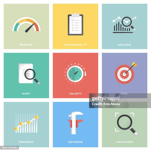 ilustraciones, imágenes clip art, dibujos animados e iconos de stock de conjunto de iconos de evaluación - calificación académica