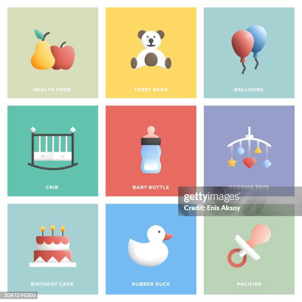 baby-icon-set - babyflasche stock-grafiken, -clipart, -cartoons und -symbole