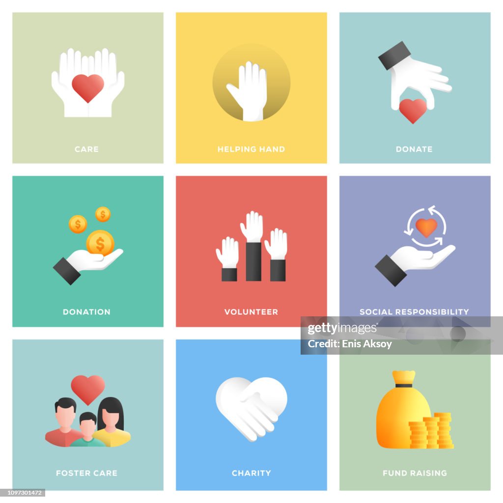 Charity and Donation Icon Set