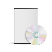 DVD disc and box template on plain background