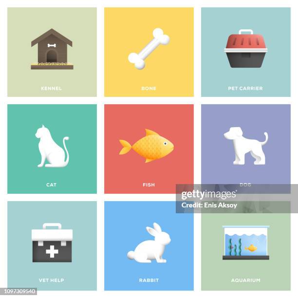 pet icon set - pet shop owner stock illustrations