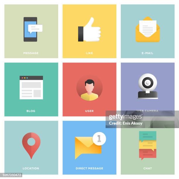 social media icon set - photo messaging stock illustrations