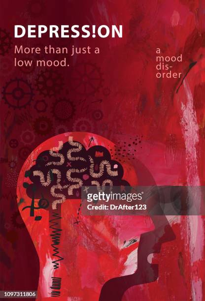 depression mood disorder concept vertical - poster stock illustrations
