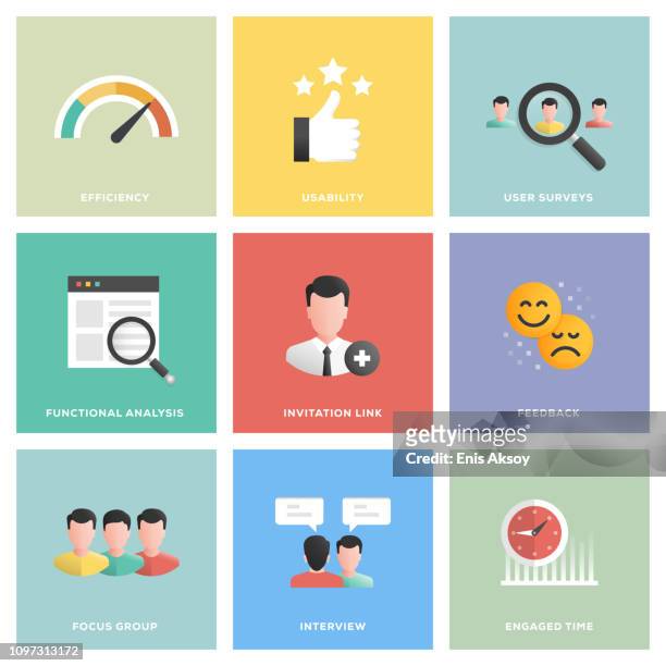 user experience icon set - efficiency stock illustrations