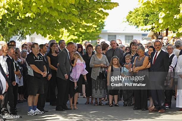 Mourners farewell earthquake victim and Christchurch bus driver Andrew Craig following his funeral at the Kerrs Chapel as New Zealand buries its dead...