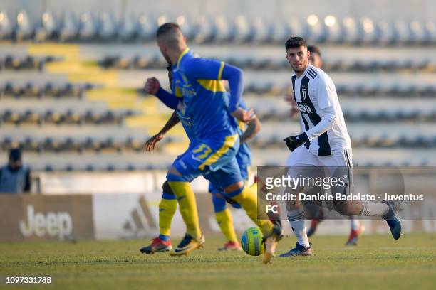 Juventus player Simone Emmanuello during the Serie C match between Juventus U23 and Carrarese at Moccagatta Stadium on January 20, 2019 in...