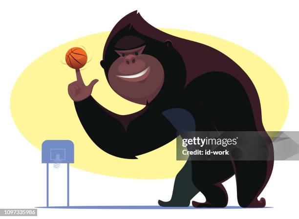 bigfoot playing basketball - basketball gorilla stock illustrations