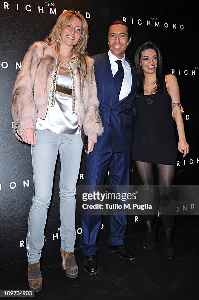 Federica Pesce, Luca Panerai and Alessandra Moschillo attend the John Richmond Fashion Show as part of Milan Fashion Week Womenswear Autumn/Winter...