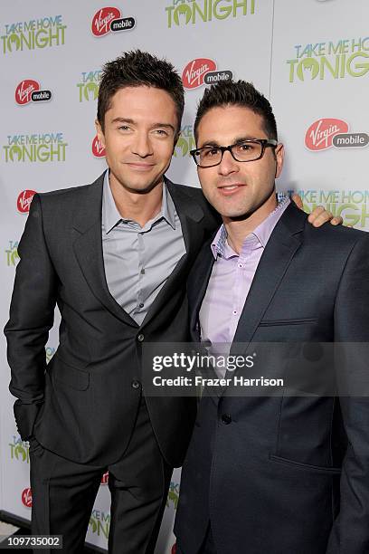 Executive Producers Topher Grace and Gordon Kaywin arrive at Relativity Media presents the premiere of "Take Me Home Tonight" held at Regal Cinemas...