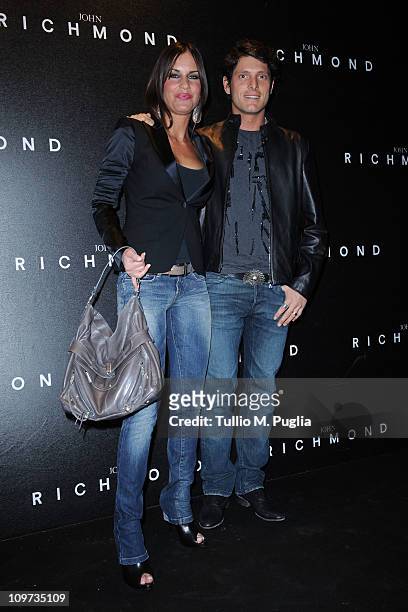 Antonella Mosetti and Aldo Montano attend the John Richmond Fashion Show as part of Milan Fashion Week Womenswear Autumn/Winter 2011 on February 23,...