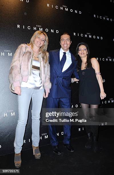 Federica Pesce, Luca Panerai and Alessandra Moschillo attend the John Richmond Fashion Show as part of Milan Fashion Week Womenswear Autumn/Winter...