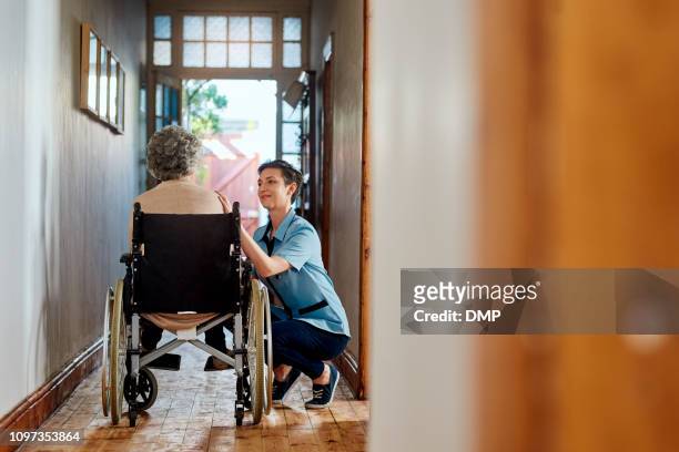 are you ready for your walk/ - wheelchair stock pictures, royalty-free photos & images