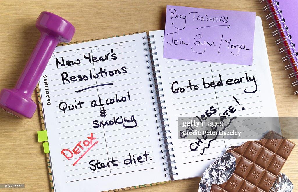 Healthy new years resolutions diary