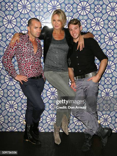 Louie Spence, Charlotte Dawson and Matthew Mitcham pose during the Kit & Kaboodle Mardi Gras VIP Party on March 3, 2011 in Sydney, Australia.