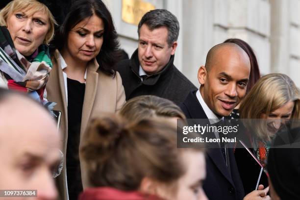 Conservative MP Anna Soubry , Conservative MP Heidi Allen , Labour MP Chris Leslie , Labour MP Chuka Umunna and Conservative MP Sarah Wollaston leave...