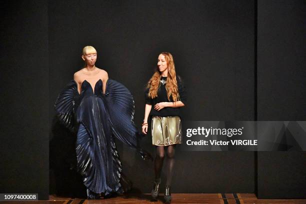 Fashion designer Iris Van Herpen walks the runway during the Iris Van Herpen Haute Couture Spring Summer 2019 fashion show as part of Paris Fashion...