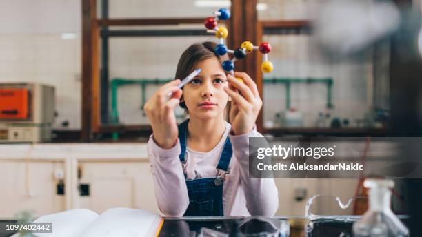 en una clase de química - iq test fotografías e imágenes de stock