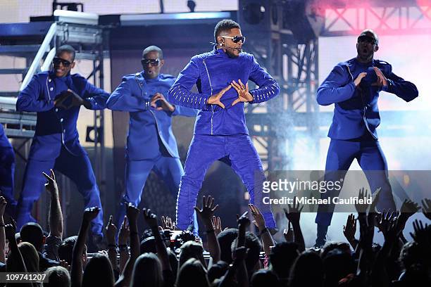 Singer Usher performs onstage during The 53rd Annual GRAMMY Awards held at Staples Center on February 13, 2011 in Los Angeles, California.