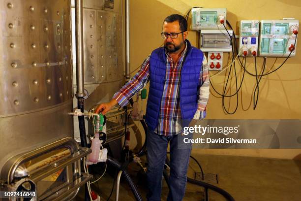 Moises Cohen, owner and winemaker of Elvi Wines, in his Clos Mesorah 2013 Montsant DO kosher winery on October 2, 2018 near the town of Marca in...