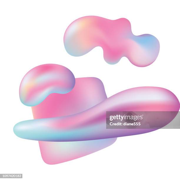 pearlescent design abstract background - floating liquid blobs stock illustrations