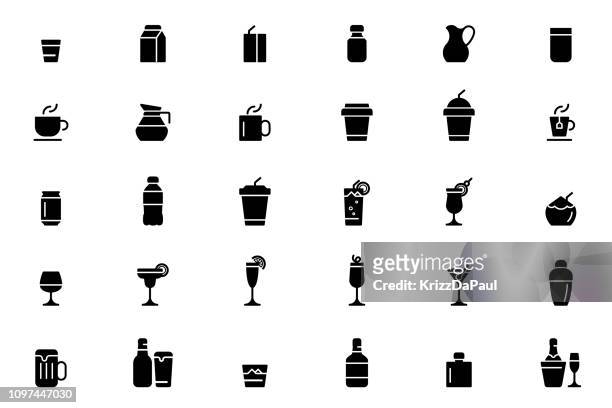 illustrazioni stock, clip art, cartoni animati e icone di tendenza di icone delle bevande - caffè bevanda