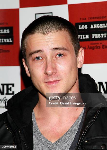 Actor Alex Frost poses during the "Secrets Of The Tribe" Q&A during the 2010 Los Angeles Film Festival at Regal Cinemas at LA Live Downtown on June...